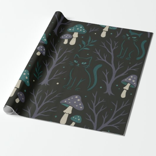 Enchanted Forest Halloween Pattern Cadeaupapier (Uitgerold)