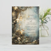 Enchanted Forest hangende lantaarns bruiloft Kaart (Staand voorkant)