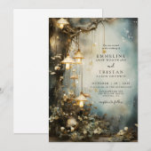 Enchanted Forest hangende lantaarns bruiloft Kaart (Voorkant / Achterkant)