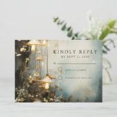 Enchanted Forest hangende lantaarns bruiloft Save The Date (Staand voorkant)