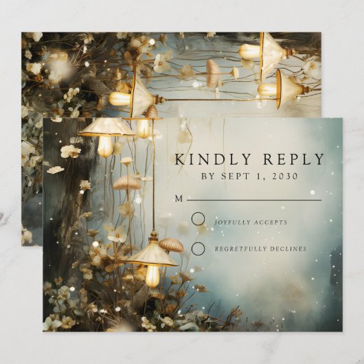 Enchanted Forest hangende lantaarns bruiloft Save The Date (Voorkant / Achterkant)