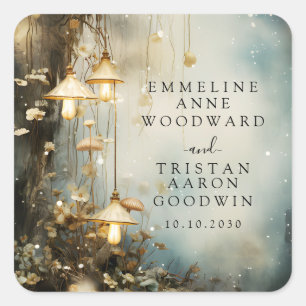 Enchanted Forest hangende lantaarns bruiloft Vierkante Sticker