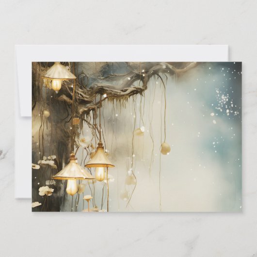 Enchanted Forest Hanging Lanterns Wedding Save The Date (Achterkant)