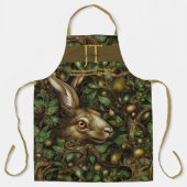 Enchanted forest hare groen bruin custom Monogram Schort (Voorkant)