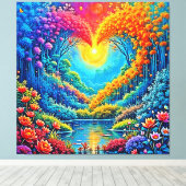 Enchanted Forest Hart van Licht Ontwerp Canvas Afdruk (Insitu (Houten vloer))