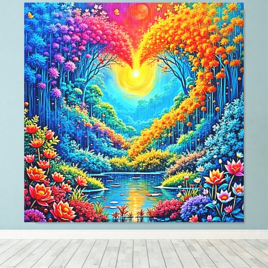 Enchanted Forest Hart van Licht Ontwerp Canvas Afdruk (Insitu (Houten vloer))