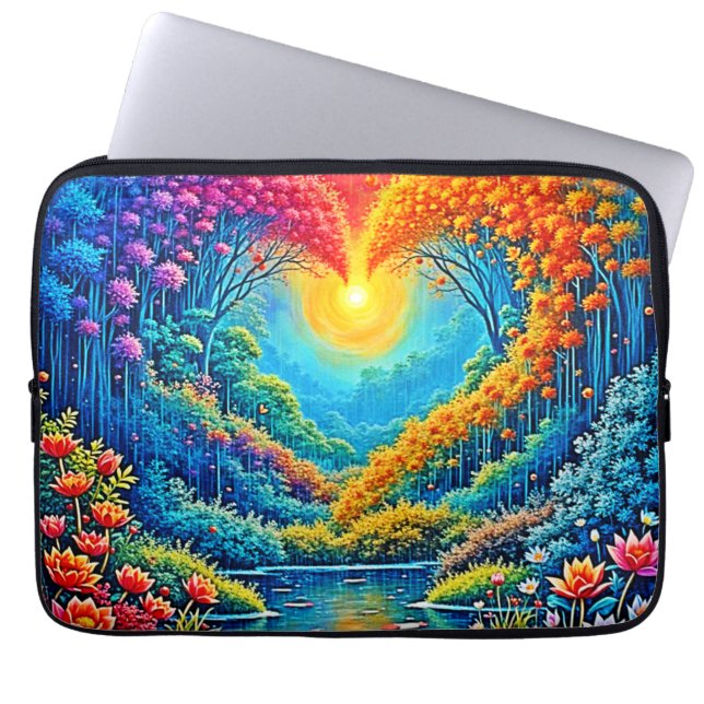 Enchanted Forest Hart van Licht Ontwerp Laptop Sleeve (Voorkant)