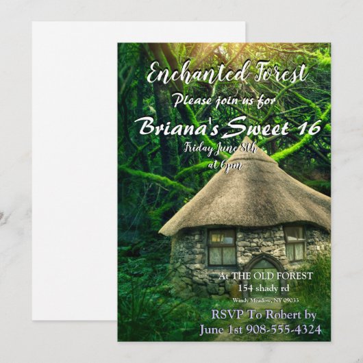 Enchanted Forest Home Invitation Kaart (Voorkant / Achterkant)
