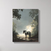 Enchanted Forest Horse Light Beam Art Canvas Afdruk (Voorkant)