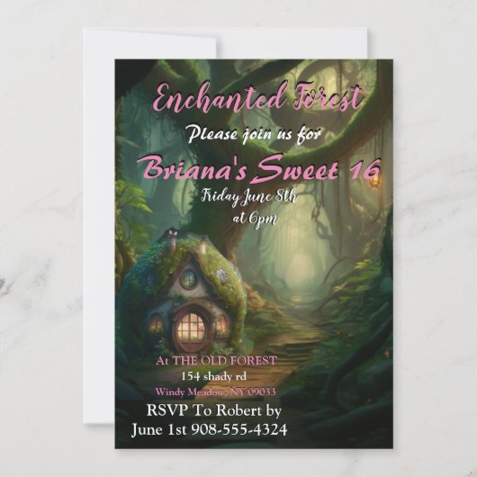 Enchanted Forest House Sweet 16 Uitnodiging (Voorkant)