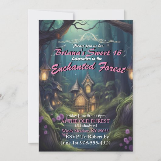 Enchanted Forest House Sweet 16 uitnodigingen (Voorkant)