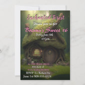 Enchanted Forest Hut Sweet 16 Invitation Kaart (Voorkant)