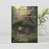 Enchanted Forest Hut Sweet 16 Invitation Kaart (Staand voorkant)