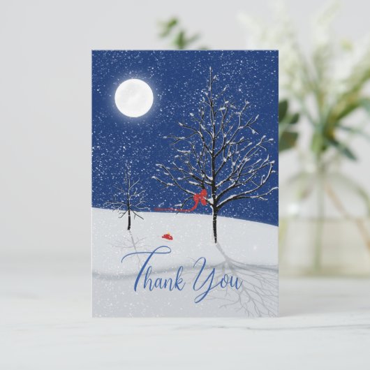 Enchanted Forest kerstavond bedankt kaart (Staand voorkant)