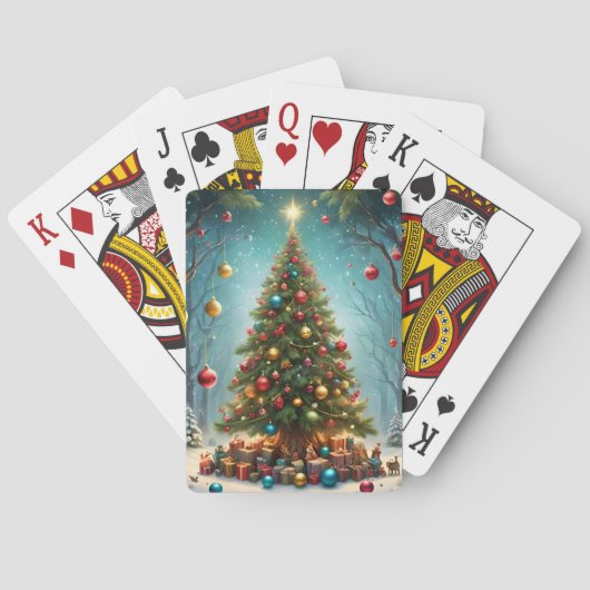 Enchanted Forest: Kerstboom met kerstballen Pokerkaarten (Achterkant)