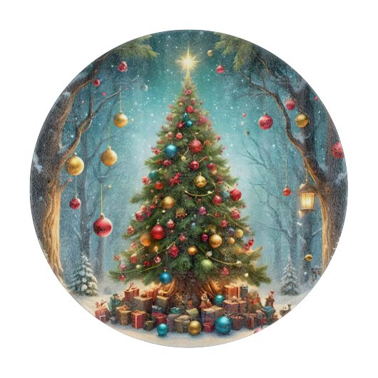 Enchanted Forest: Kerstboom met kerstballen Snijplank (Voorkant)