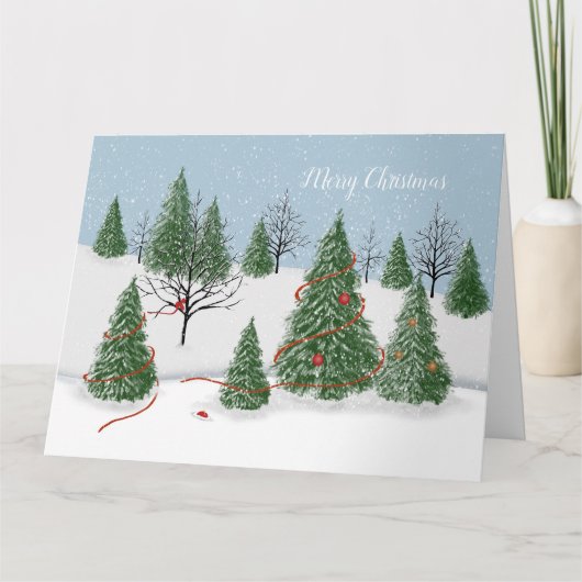 Enchanted Forest Kerstdag Kaart (Voorkant)