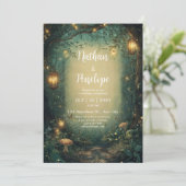 Enchanted Forest Lantern bruiloft uitnodiging (Staand voorkant)