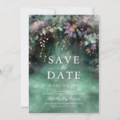 Enchanted Forest Lavendel Bruiloft Save the Date Kaart (Voorkant)