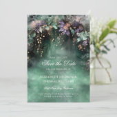Enchanted Forest Lavendel Bruiloft Save the Date Kaart (Staand voorkant)