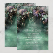 Enchanted Forest Lavendel Bruiloft Save the Date Kaart (Voorkant / Achterkant)