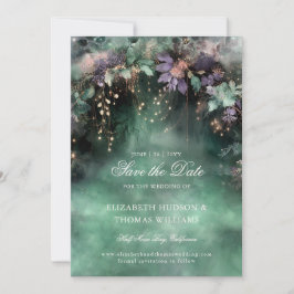 Enchanted Forest Lavendel Bruiloft Save the Date Kaart