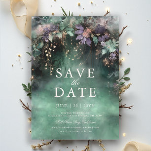 Enchanted Forest Lavendel Bruiloft Save the Date Kaart