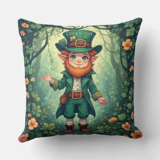 Enchanted Forest Leprechaun Luckyish Nursery Decor Kussen (Achterkant)
