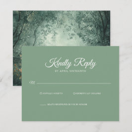 Enchanted Forest Light Green Wedding RSVP Kaartje