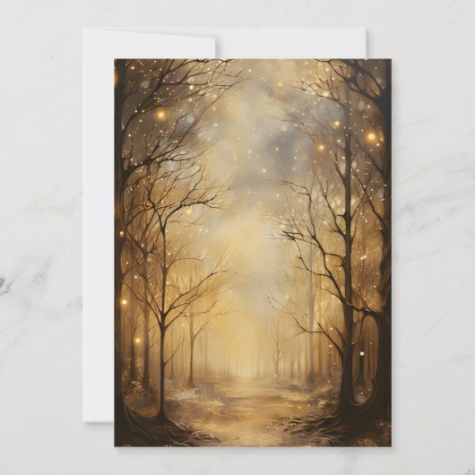 Enchanted Forest Lights Gold Wedding Invitation Kaart (Achterkant)