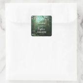 Enchanted Forest Lights Rustic Save the Date Vierkante Sticker (Tas)