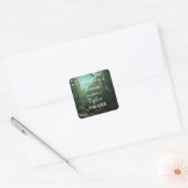 Enchanted Forest Lights Rustic Save the Date Vierkante Sticker (Envelop)