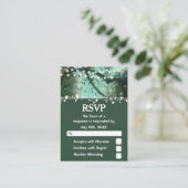 Enchanted Forest Lights rustieke bruiloft RSVP Informatiekaartje (Staand voorkant)