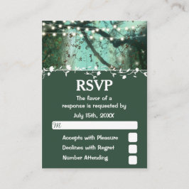 Enchanted Forest Lights rustieke bruiloft RSVP Informatiekaartje