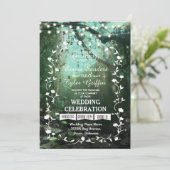 Enchanted Forest Lights rustieke bruiloft uitnodig Kaart (Staand voorkant)