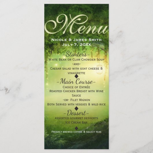 Enchanted Forest & Lights Wedding Menu Kaart (Voorkant)