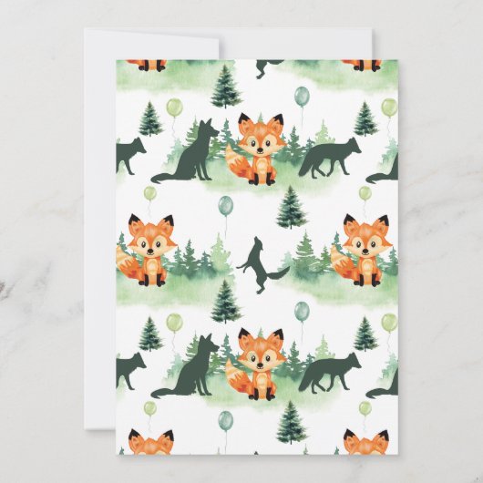 Enchanted Forest: Little Fox verjaardagsuitnodigin Kaart (Achterkant)