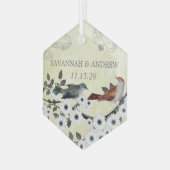 Enchanted Forest Love Bird Wedding Glas Ornament (Voorkant links)