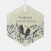 Enchanted Forest Love Bird Wedding Glas Ornament (Voorkant)