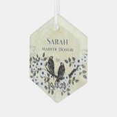 Enchanted Forest Love Bird Wedding Glas Ornament (Voorkant links)