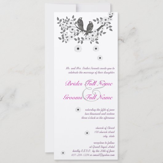Enchanted Forest Love Bird Wedding Kaart (Voorkant)