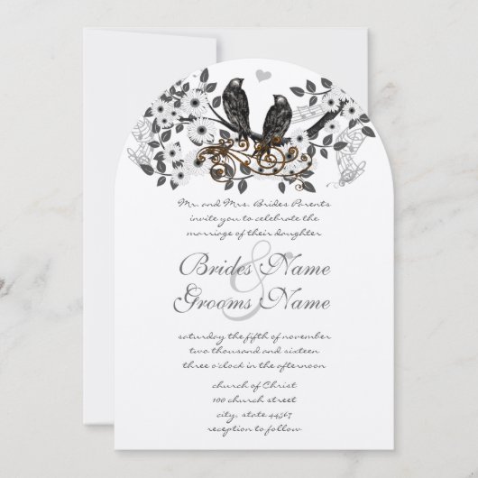 Enchanted Forest Love Bird Wedding Kaart (Voorkant)