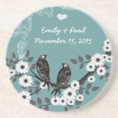 Enchanted Forest Love Bird Wedding Zandsteen Onderzetter (Voorkant)