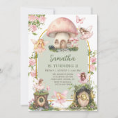 Enchanted Forest Magical Fairy Birthday Invitation Kaart (Voorkant)