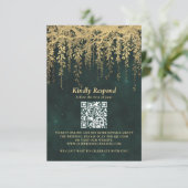 Enchanted Forest Magical Gold Vine Wedding QR RSVP (Staand voorkant)