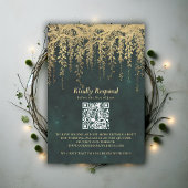 Enchanted Forest Magical Gold Vine Wedding QR RSVP Kaartje