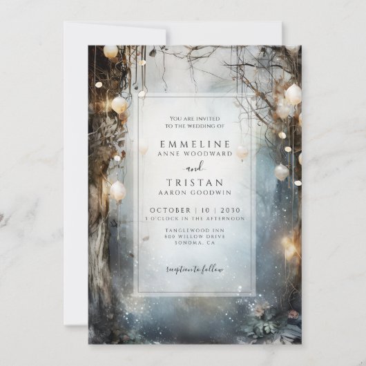 Enchanted Forest Mist Fantasy Bruiloft uitnodiging (Voorkant)