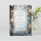 Enchanted Forest Mist Fantasy Bruiloft uitnodiging (Staand voorkant)
