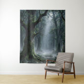 Enchanted Forest | Misty Green Fantasy Tapestry Wandkleed (In situ)