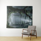 Enchanted Forest | Misty Green Fantasy Tapestry Wandkleed (In Situ (horizontaal))